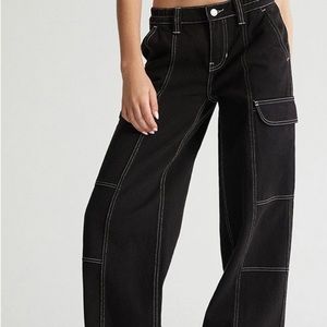 Black Rise Puddle Cargo Pants